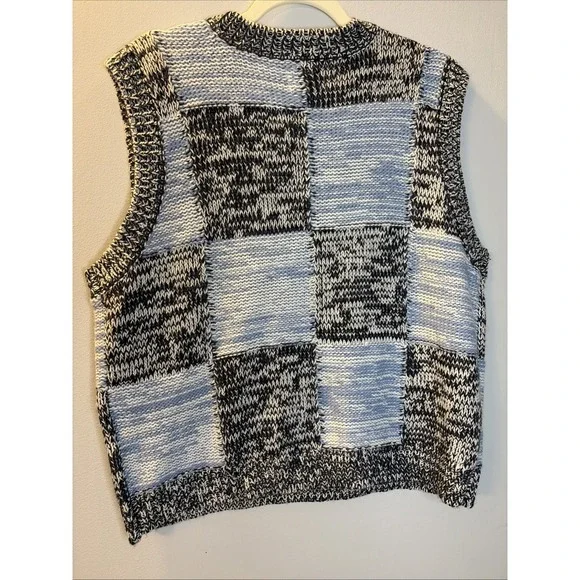 Obey Womens Mira Sweater Vest MPatchwork Knit V Neck Streetwear Layering Indie - Picture 2 of 13